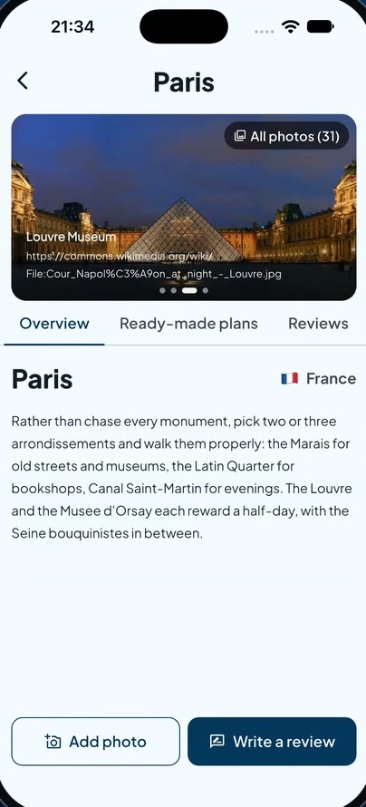 Paris city guide with photos